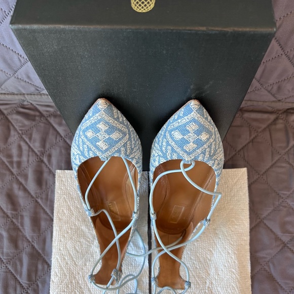 Aquazzura Denim pointy flats with metal heel detail - Picture 3 of 6